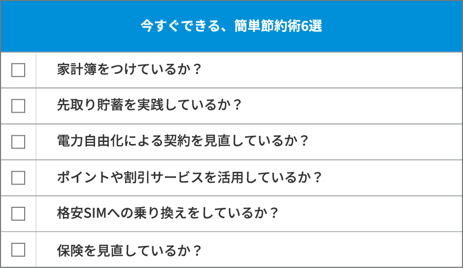 今すぐできる、簡単節約術5選