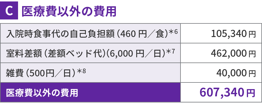 医療費以外の費用