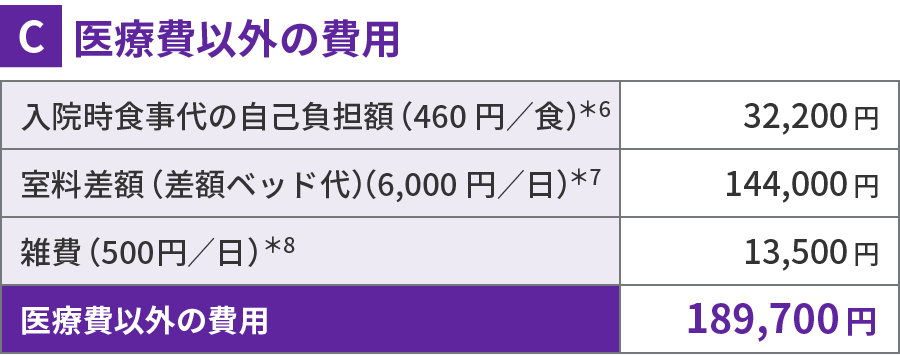 医療費以外の費用