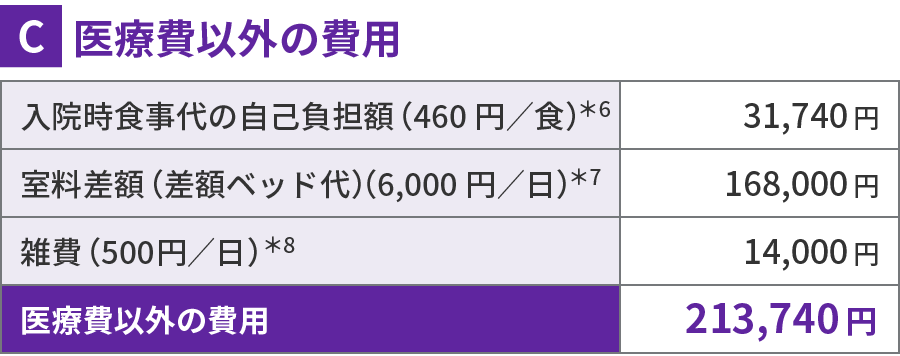 医療費以外の費用