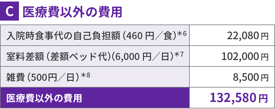 医療費以外の費用